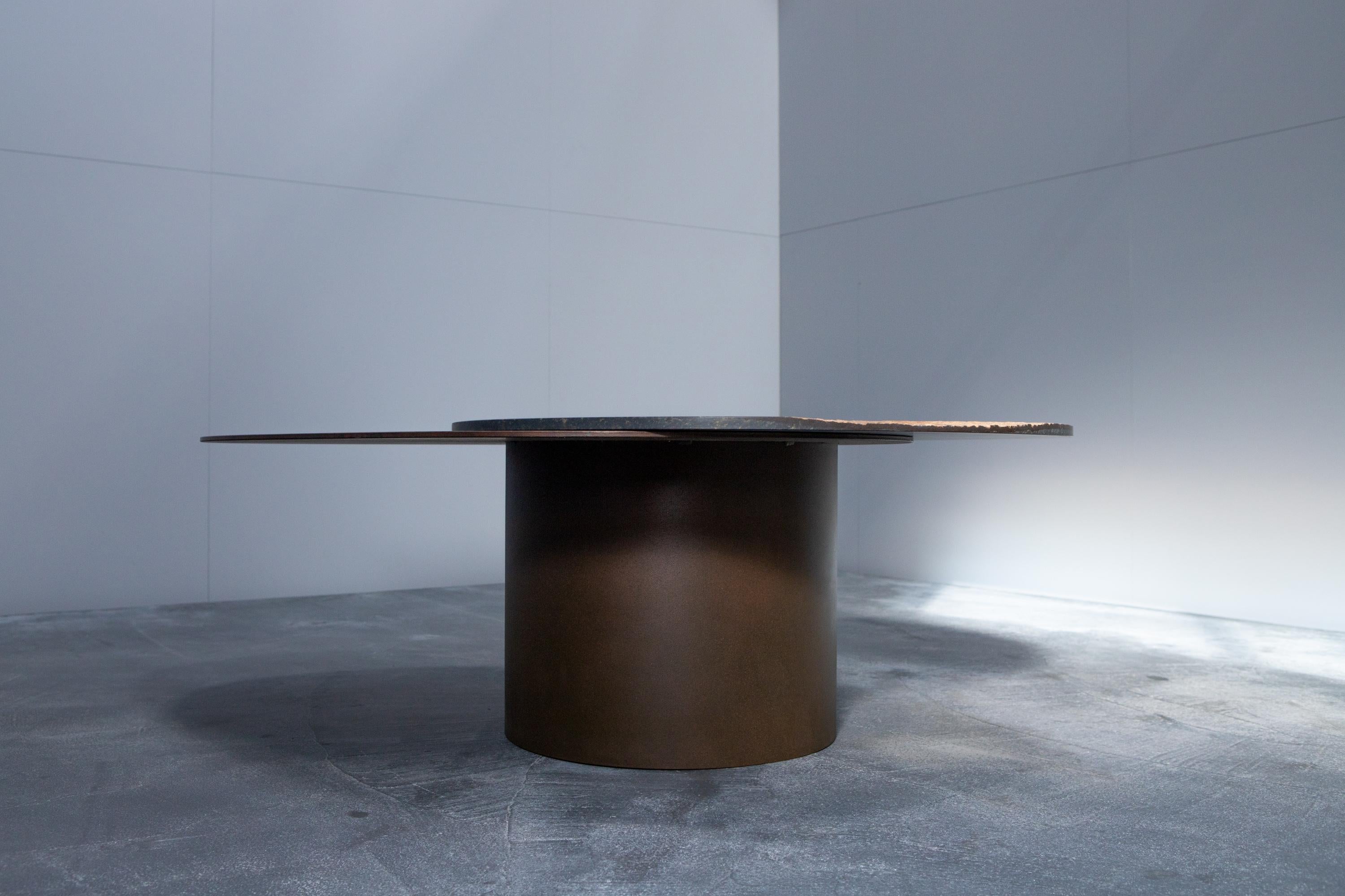 Modern Unique Kon Pac Low Table, Daté Kan Stone Sculptural Design by Okurayama For Sale