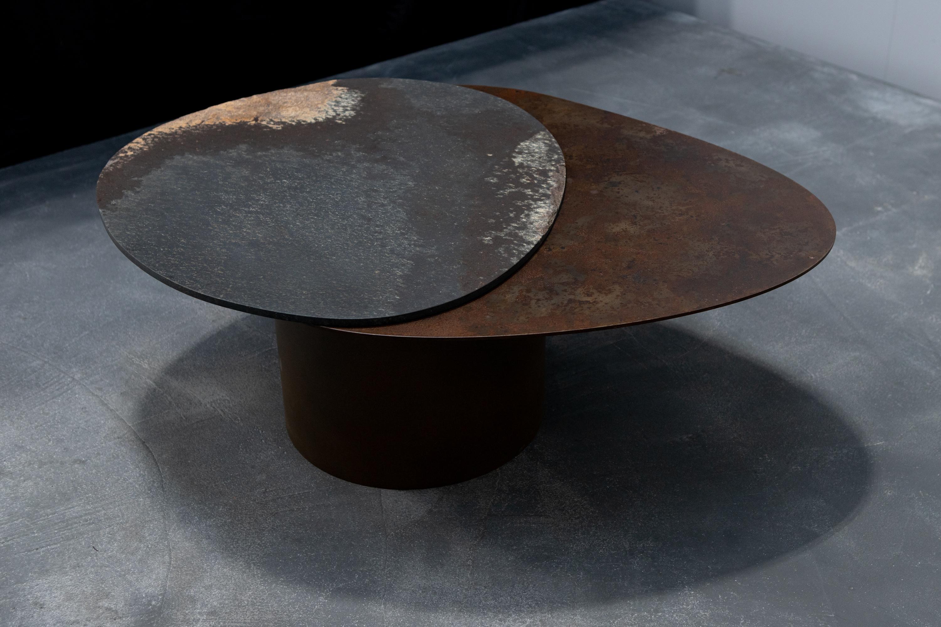 Contemporary Unique Kon Pac Low Table, Daté Kan Stone Sculptural Design by Okurayama For Sale