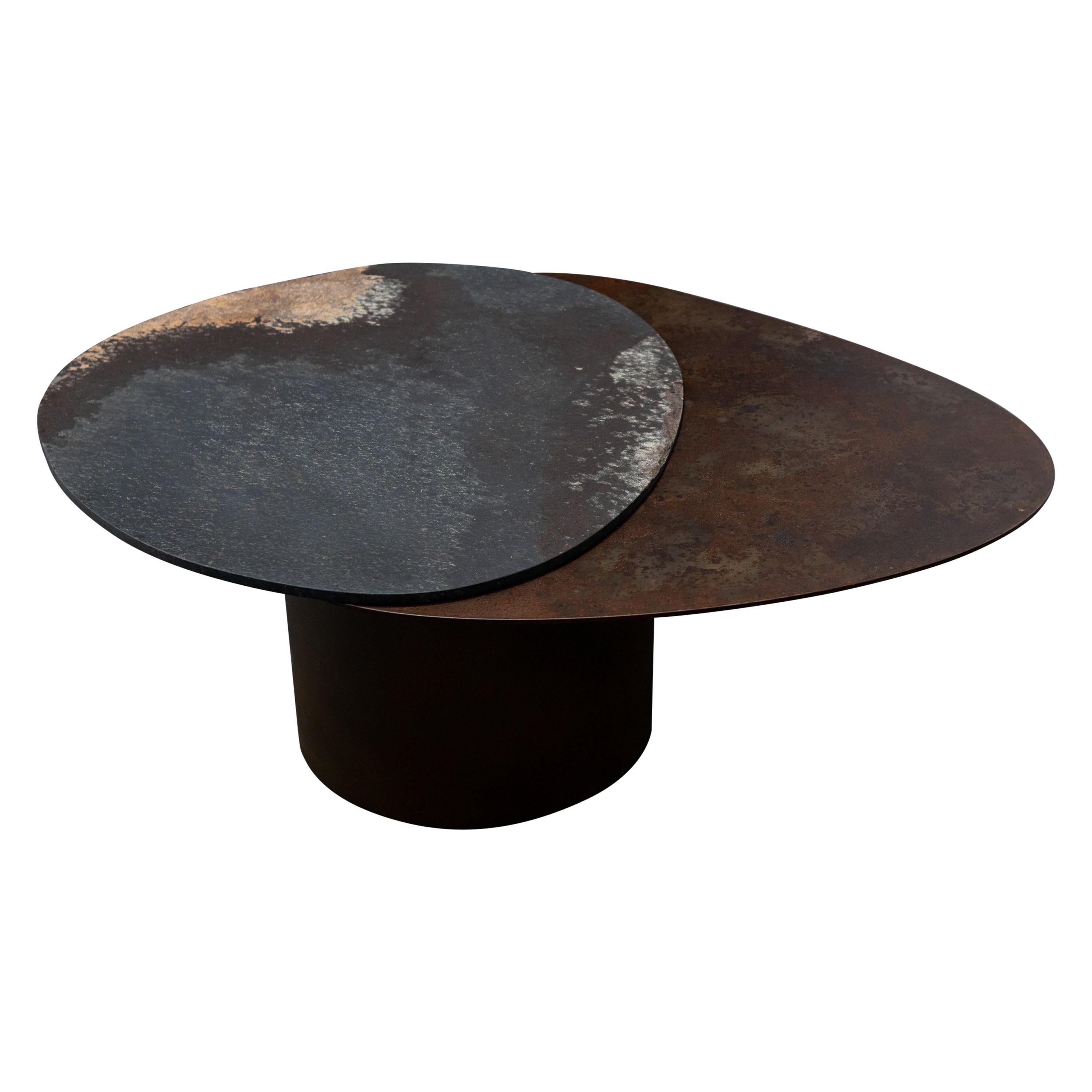 Unique Kon Pac Low Table, Daté Kan Stone Sculptural Design by Okurayama For Sale