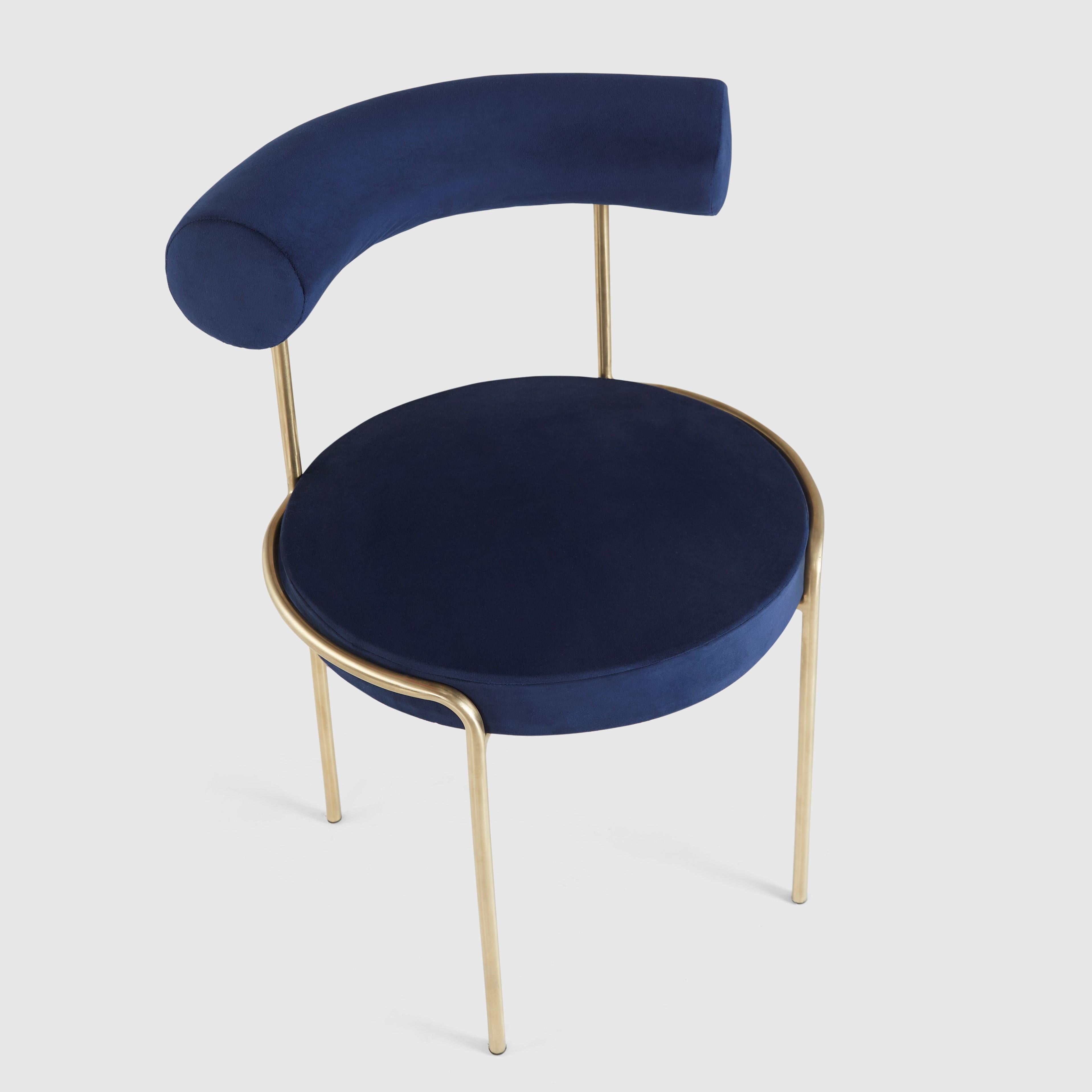 Unique Krest chair gold by Hatsu
Dimensions: D 54 x W 59 x H 78 cm 
Materials: Uphostered seating on powdercoated steel frame

Hatsu is a design studio based in Mumbai that creates modern lighting that are unique and immediately recognisable. We