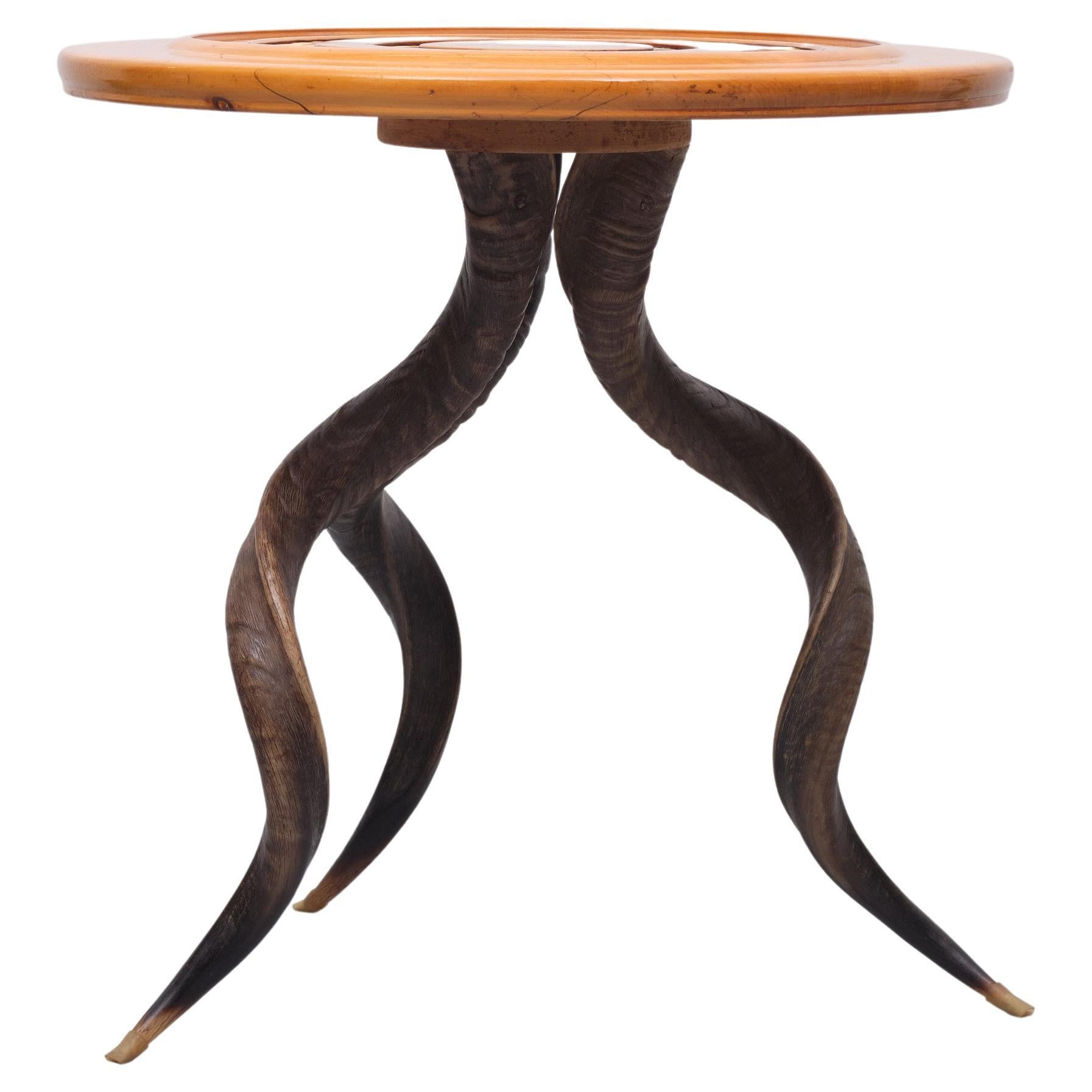 Unique Kudu Horn Side Table African, 1970s