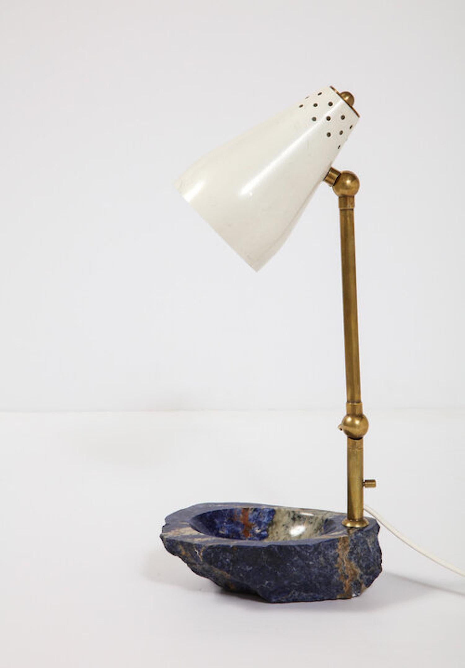 Hand-Crafted Unique Lapis Desk Lamp by Fedele Papagni