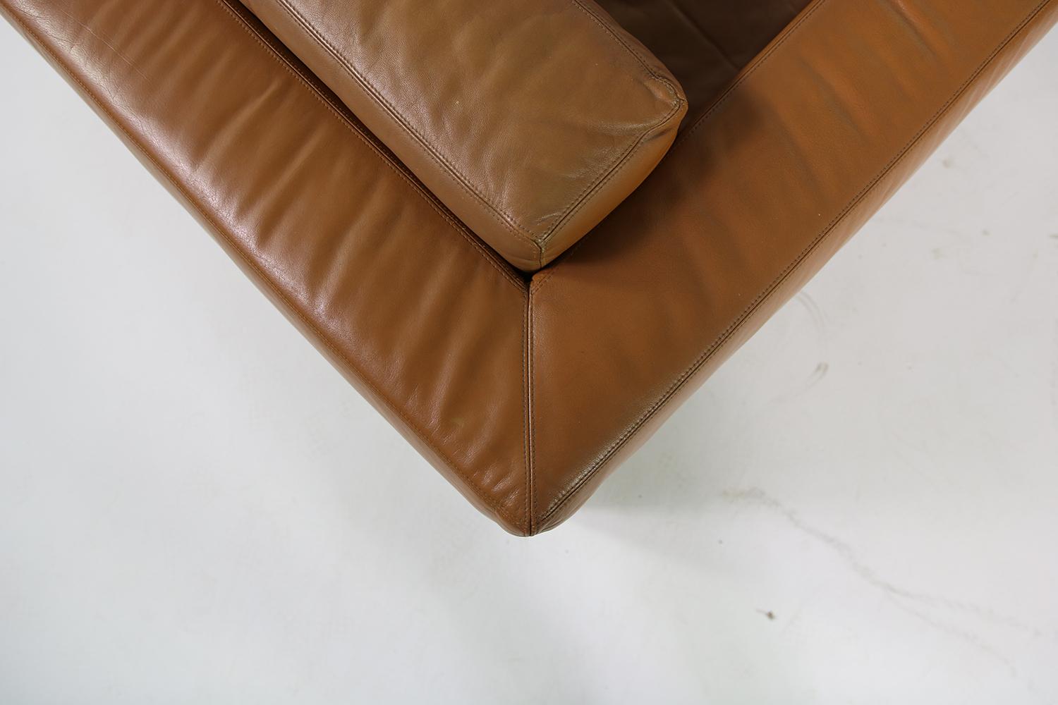 Formica Unique & Large 1960s Landscape Sofa & Chairs Brown Leather Made to Order 1969 For Sale