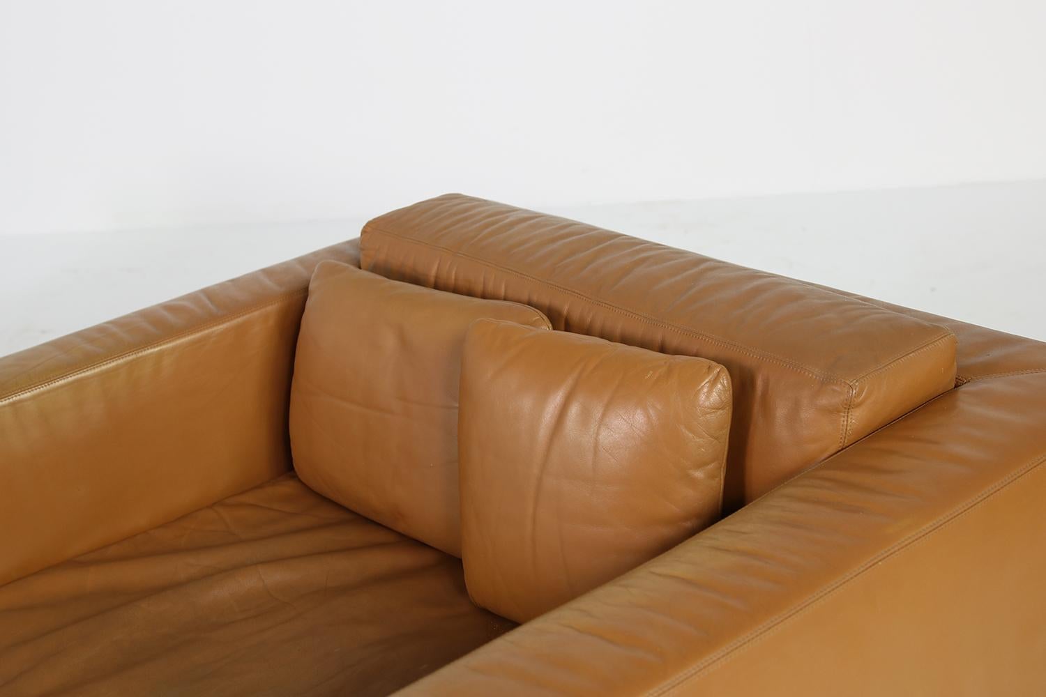 Unique & Large 1960s Landscape Sofa & Chairs Brown Leather Made to Order 1969 For Sale 9