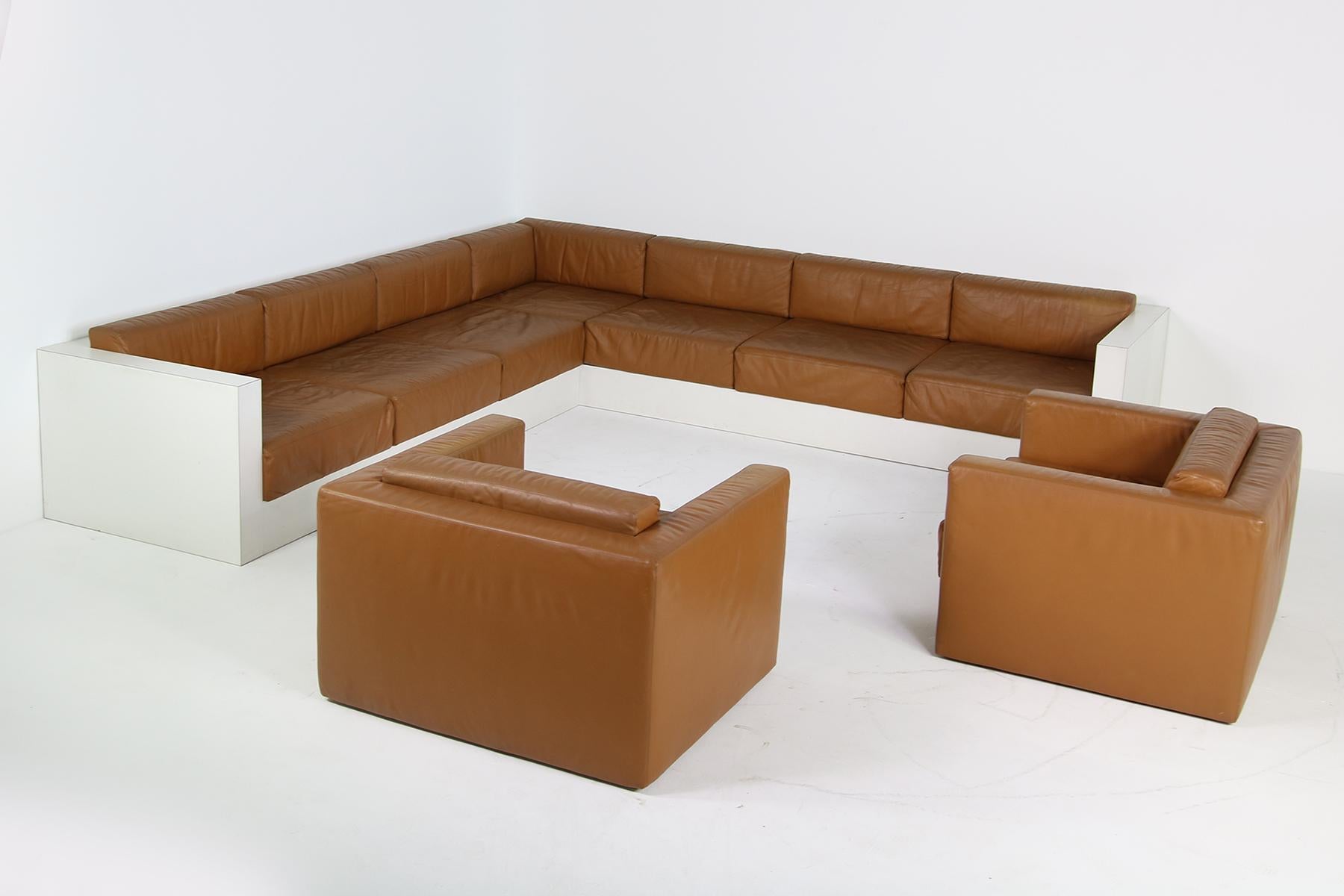 Beautiful seating group, unique! It was designed by an young architect and built by a carpenter and upholstery company in 1969 Made in Germany. So an unique piece, very large, for 8-12 people... it took weeks to build this, it was made to order for