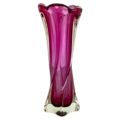 unique Large 30cm Pink Murano Glass Sculptural Vase Italy, 1970s