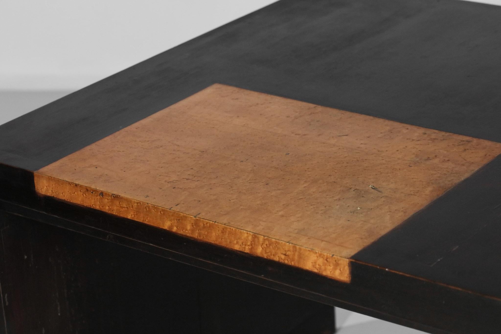 Unique Large 40's Pierre Pouradier Duteil Desk in Blackened Wood Modernist, 1940 5