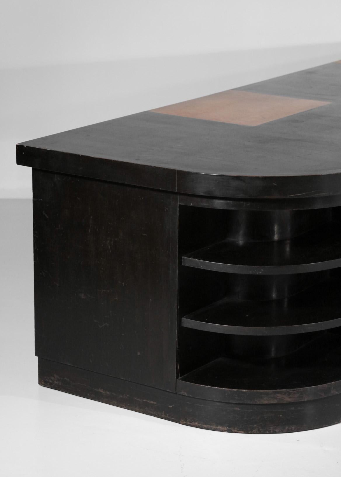 Mid-Century Modern Unique Large 40's Pierre Pouradier Duteil Desk in Blackened Wood Modernist, 1940
