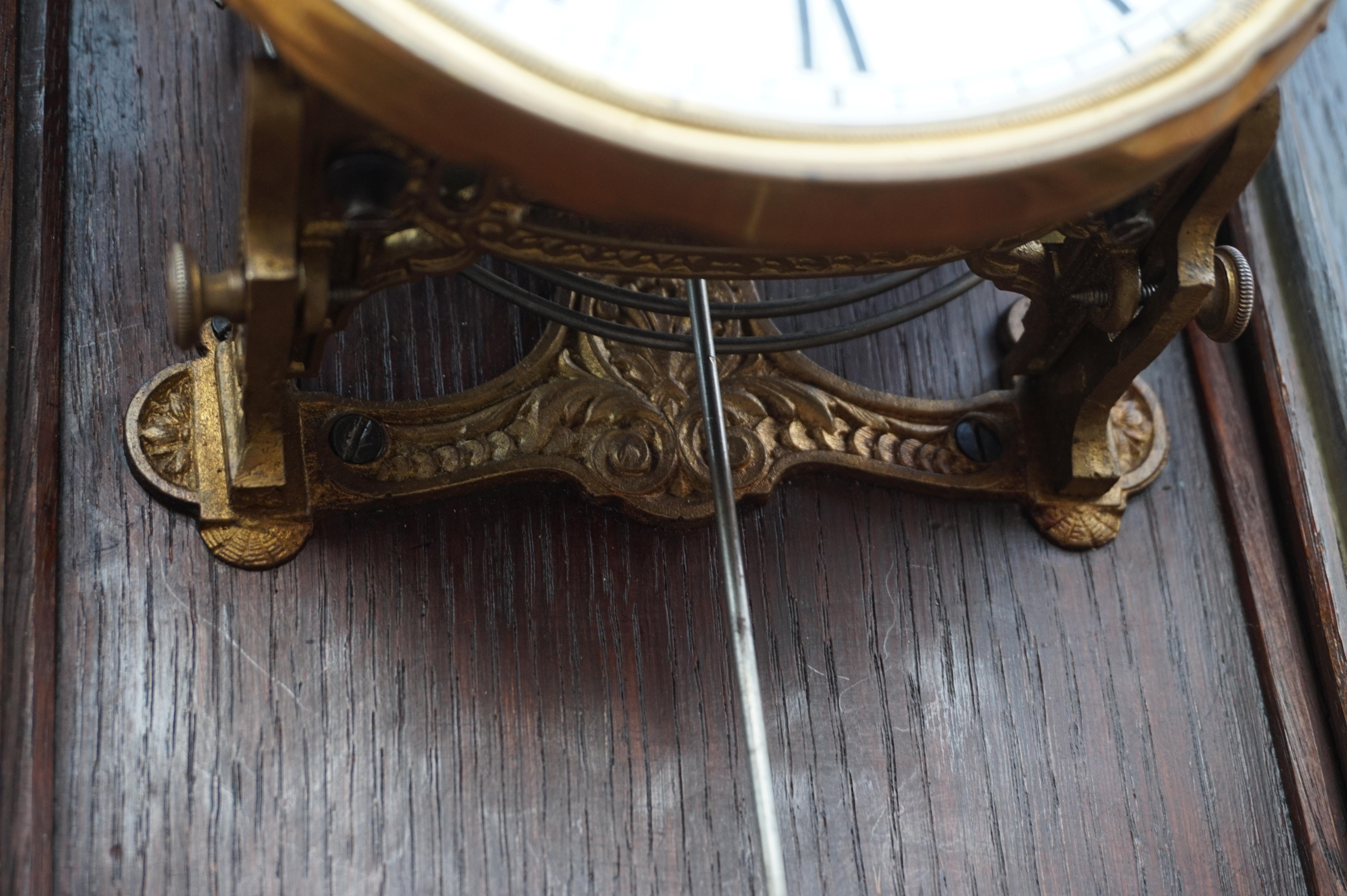 Glass Unique, Large and Hand Carved Early 20th Century Gothic Revival Wall Clock