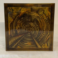 Unica grande opera di Bernhard Rohne 1970 Infinity - Acquaforte in ottone brutalista