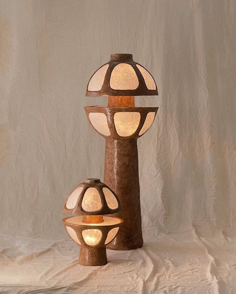 Unique, Large Bio Composite and Paper Lume Lamp Joanne Odisho
Dimensions:  W 55 x D 55 x H 150 cm
Materials: Bio Composite, Unryu Rice Paper, Acrylic, Linen Fabric Cord.

LIGHTING INCLUSIONS
• X2 G9 bulbs per lamp
• 240V Plug
• 2M Cord