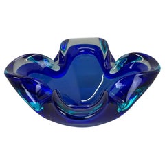 unique Large blue Murano Glass multicolor Bowl Element Shell Italy, 1970
