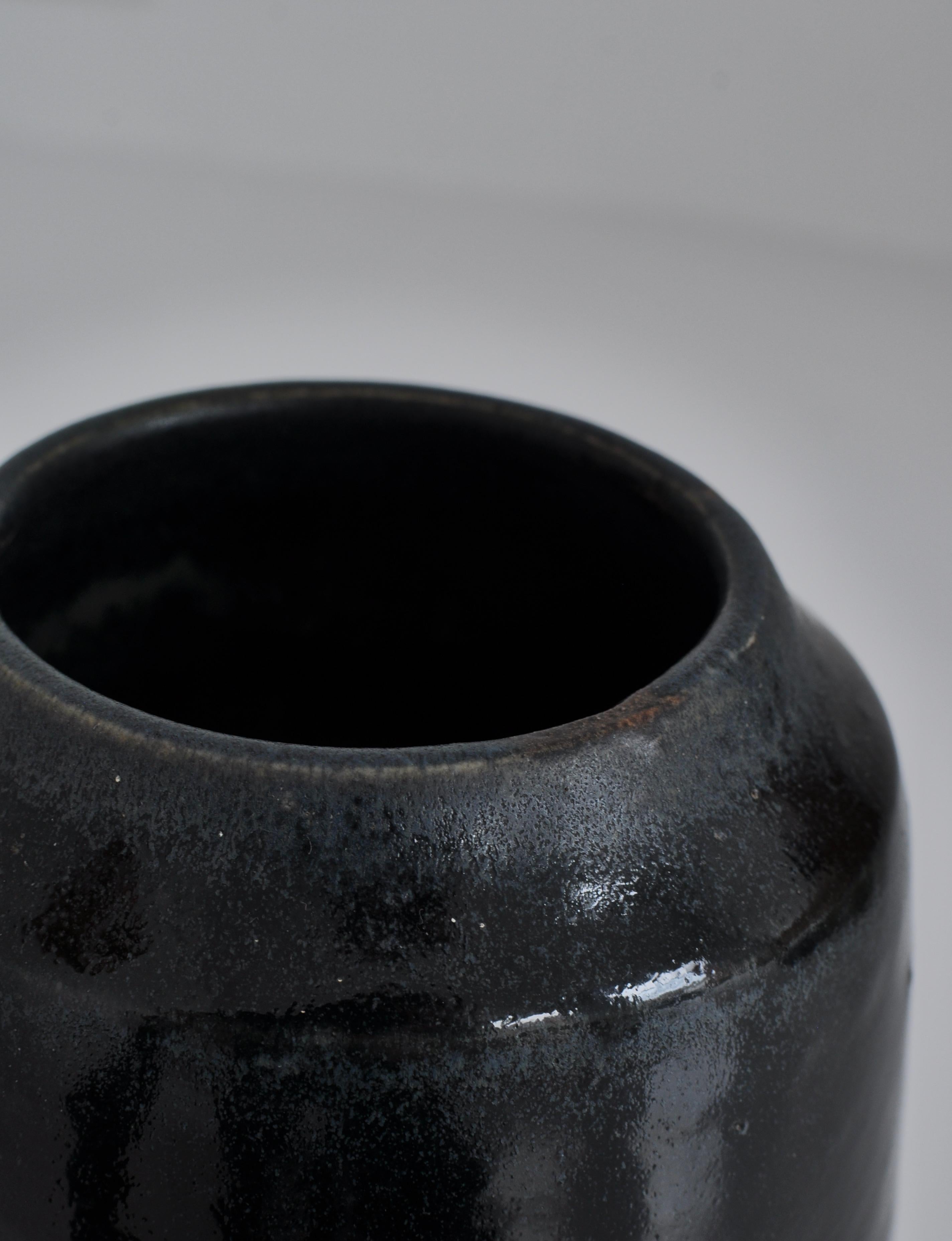 Mid-20th Century Unique Large Blue Stoneware Vase by Ole Bjørn Krüger, 1960s Danish Modern