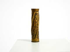 Unique large brass vase in a Brutalist design, handcrafted in December 1975