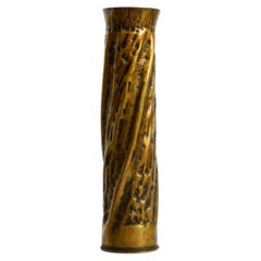Unique large brass vase in a Brutalist design, handcrafted in December 1975