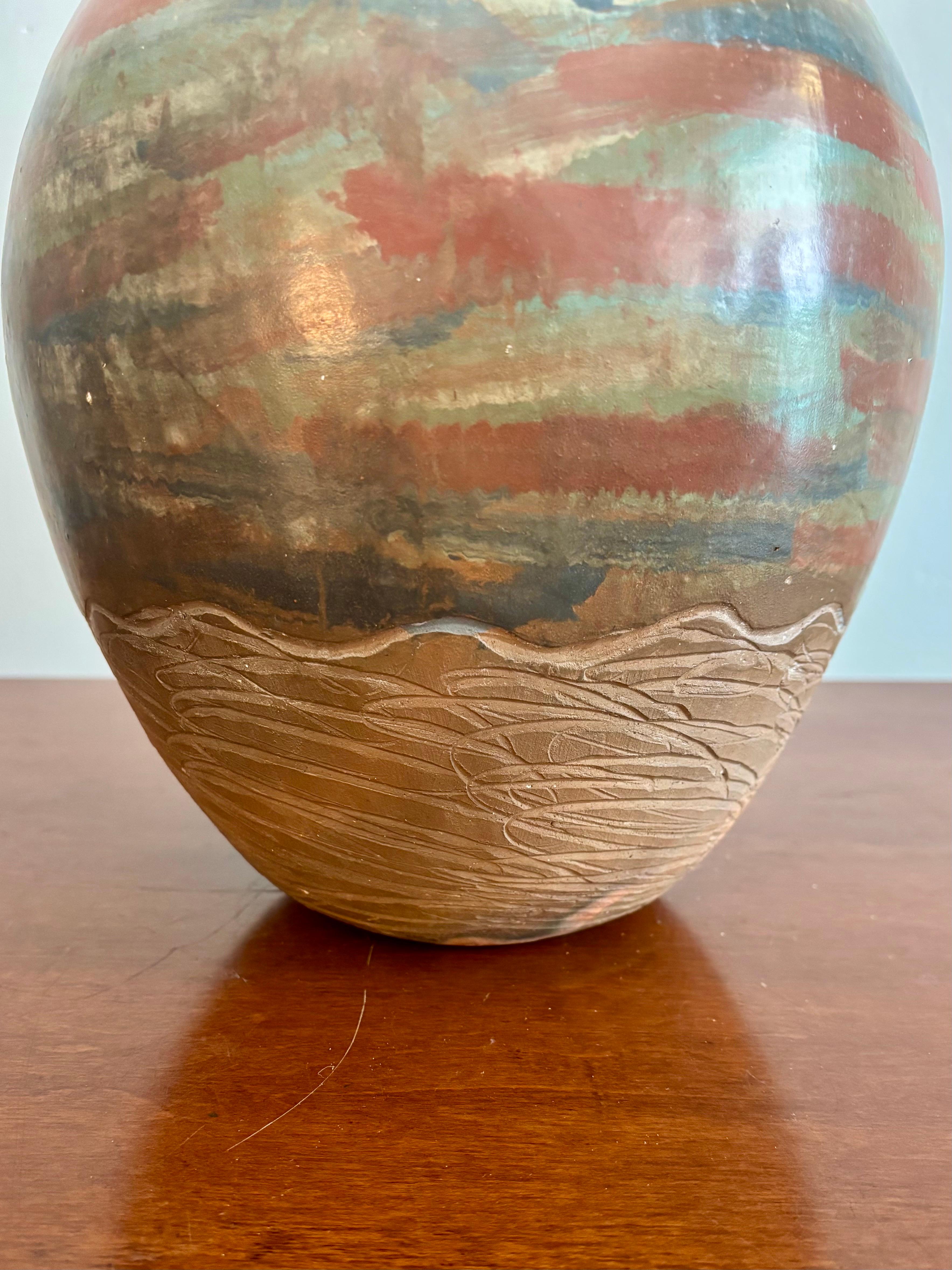 Clay Unique Large Chulucanas Vase, Peru, 1990s For Sale