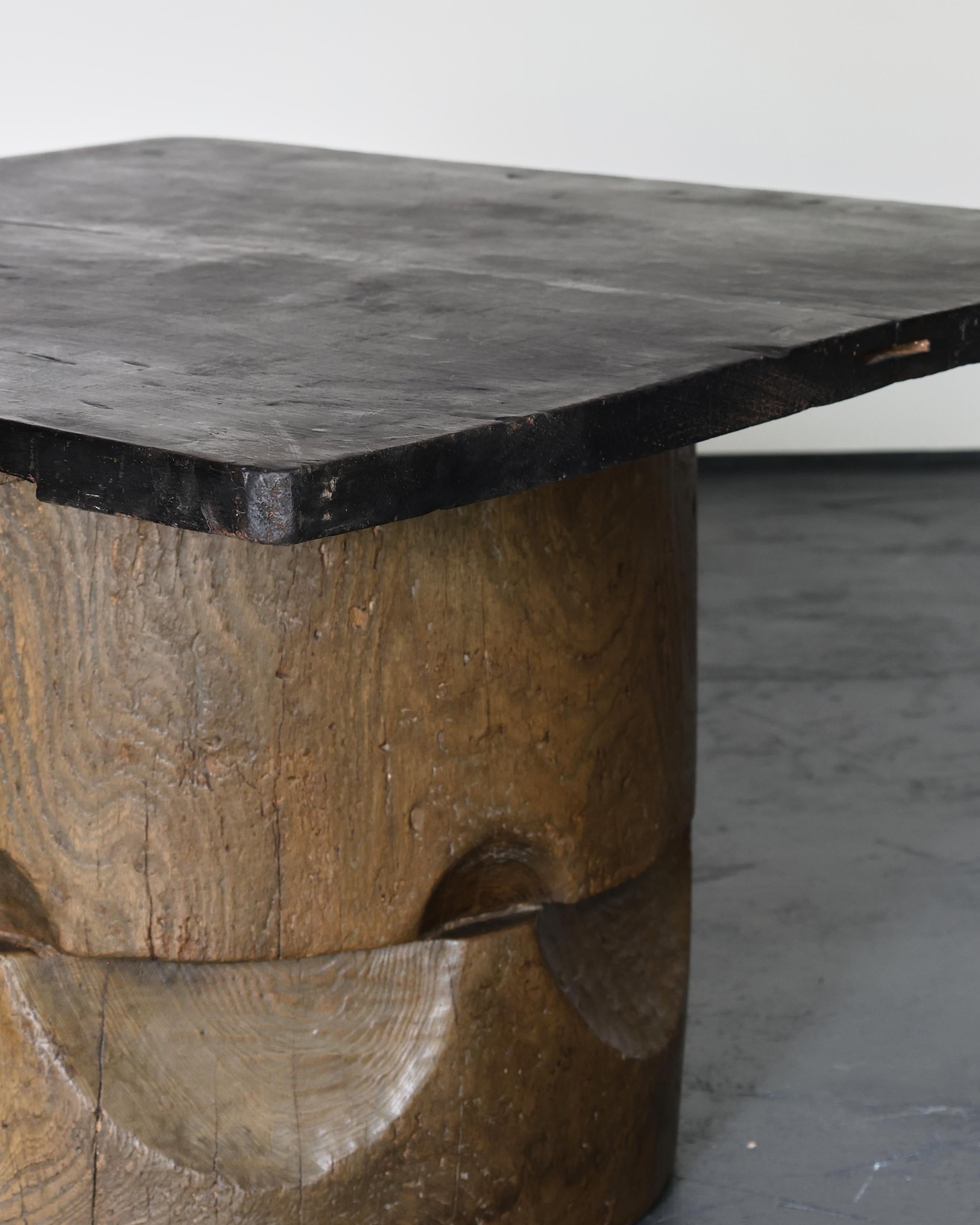 Late 19th Century Unique Large Dug-out Japanese Coffee Table Wabi Sabi (2) For Sale