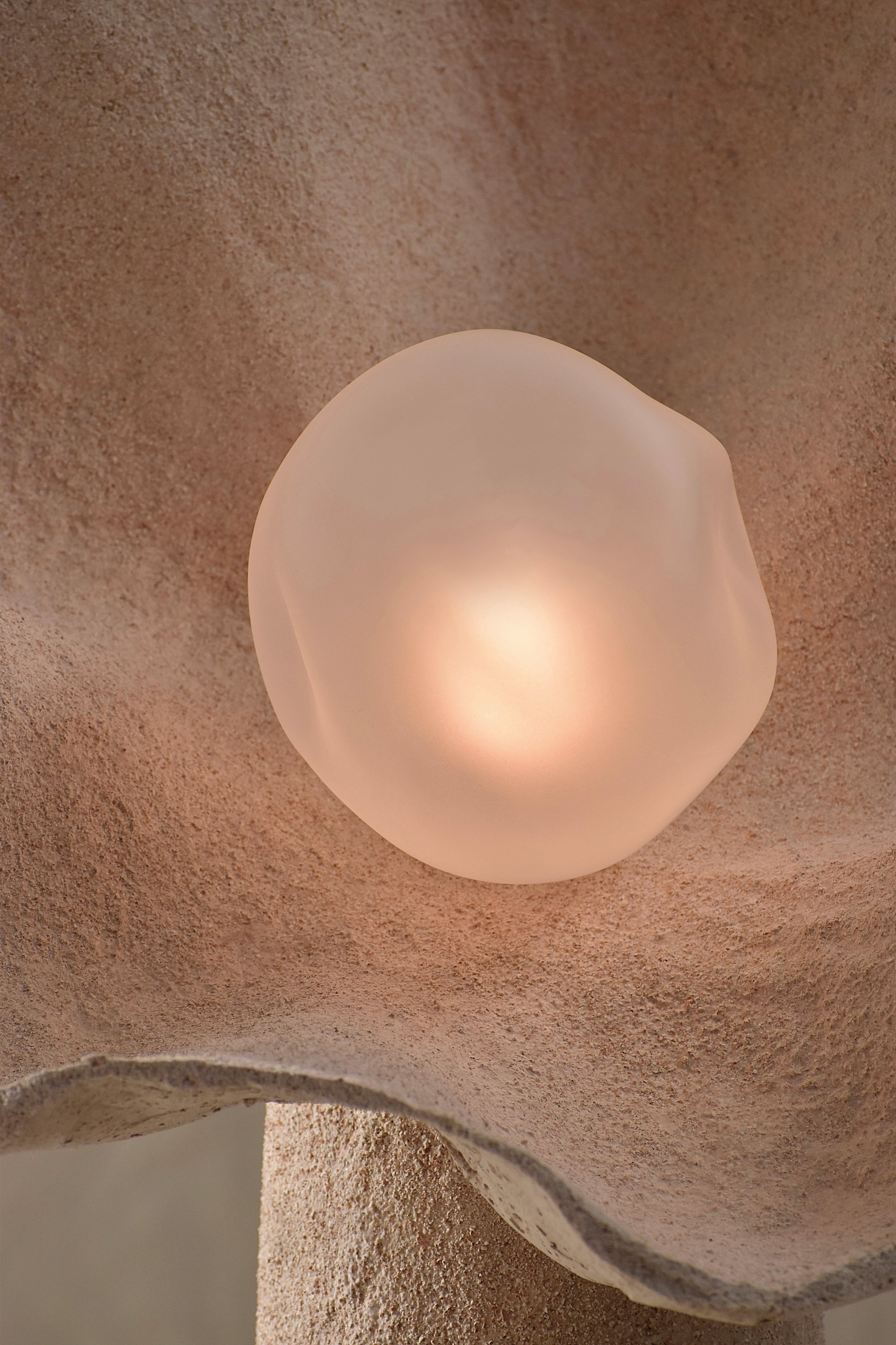 Australian Unique, Large Hand Blown Glass and Fabric Eggshell Bloom Lamp Joanne Odisho For Sale