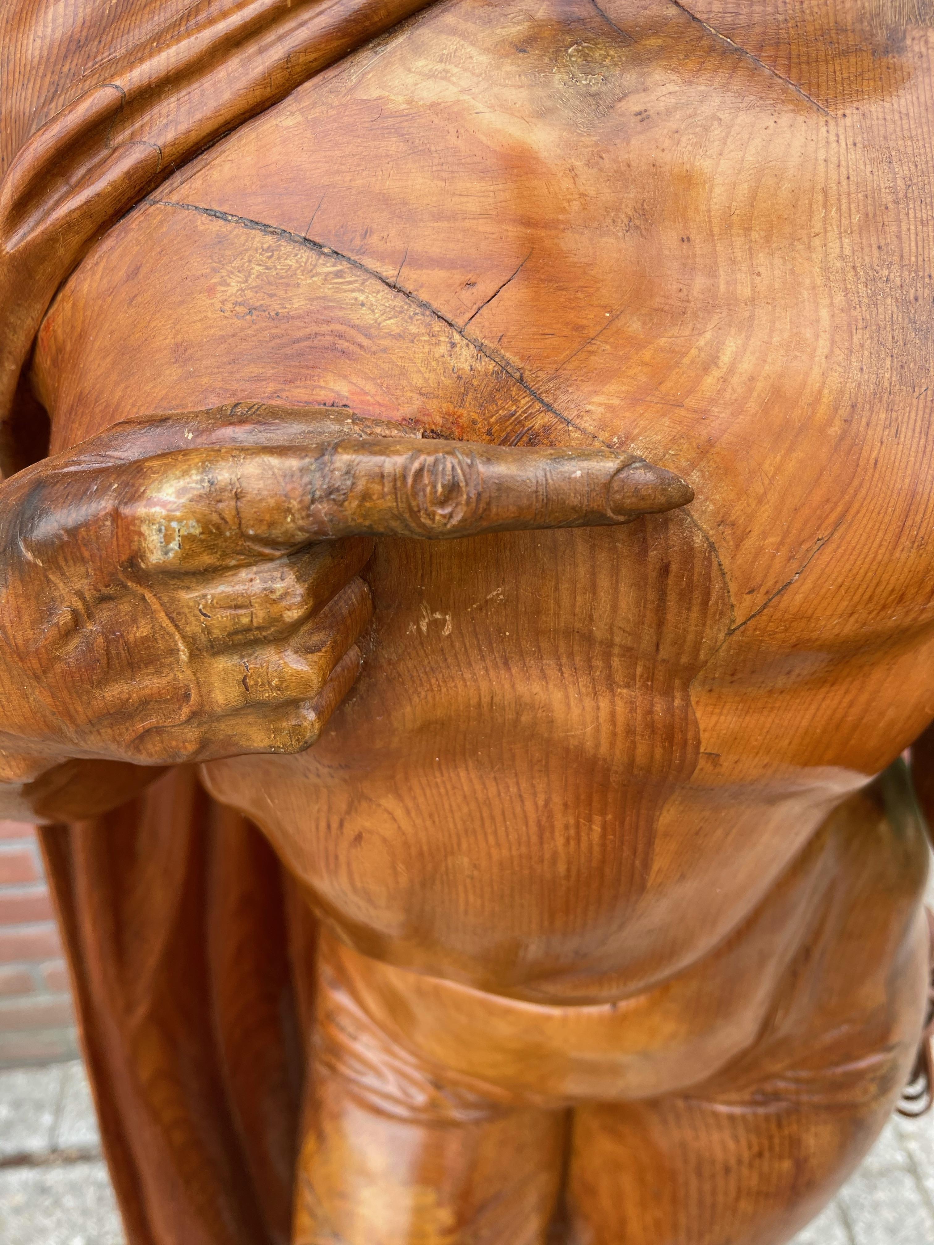 XIX secolo Scultura unica e grande intagliata a mano / Lampada da terra Mephisto / Statua dell'opera Faust in vendita