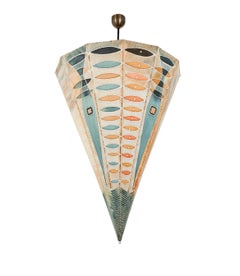 Unique Large Handmade Batik Umbrella Lamp, 1960s