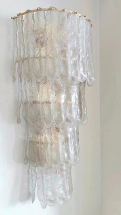 Unique Large Italian Midcentury Leaf Murano Wall Sconce by Mazzega, 1970s
