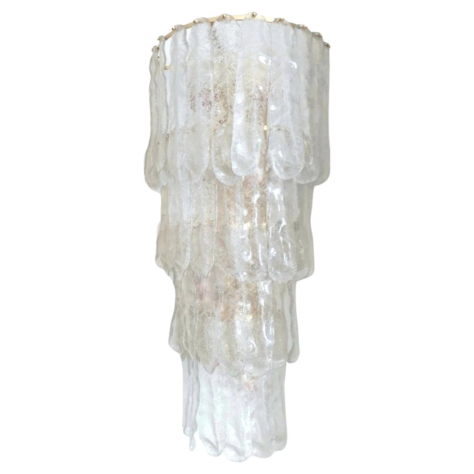 Unique Large Italian Midcentury Leaf Murano Wall Sconce by Mazzega, 1970s For Sale