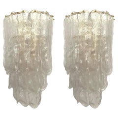 Einzigartige große italienische MidcenturyPaar Murano Wandleuchten von Mazzega, 1970er Jahre