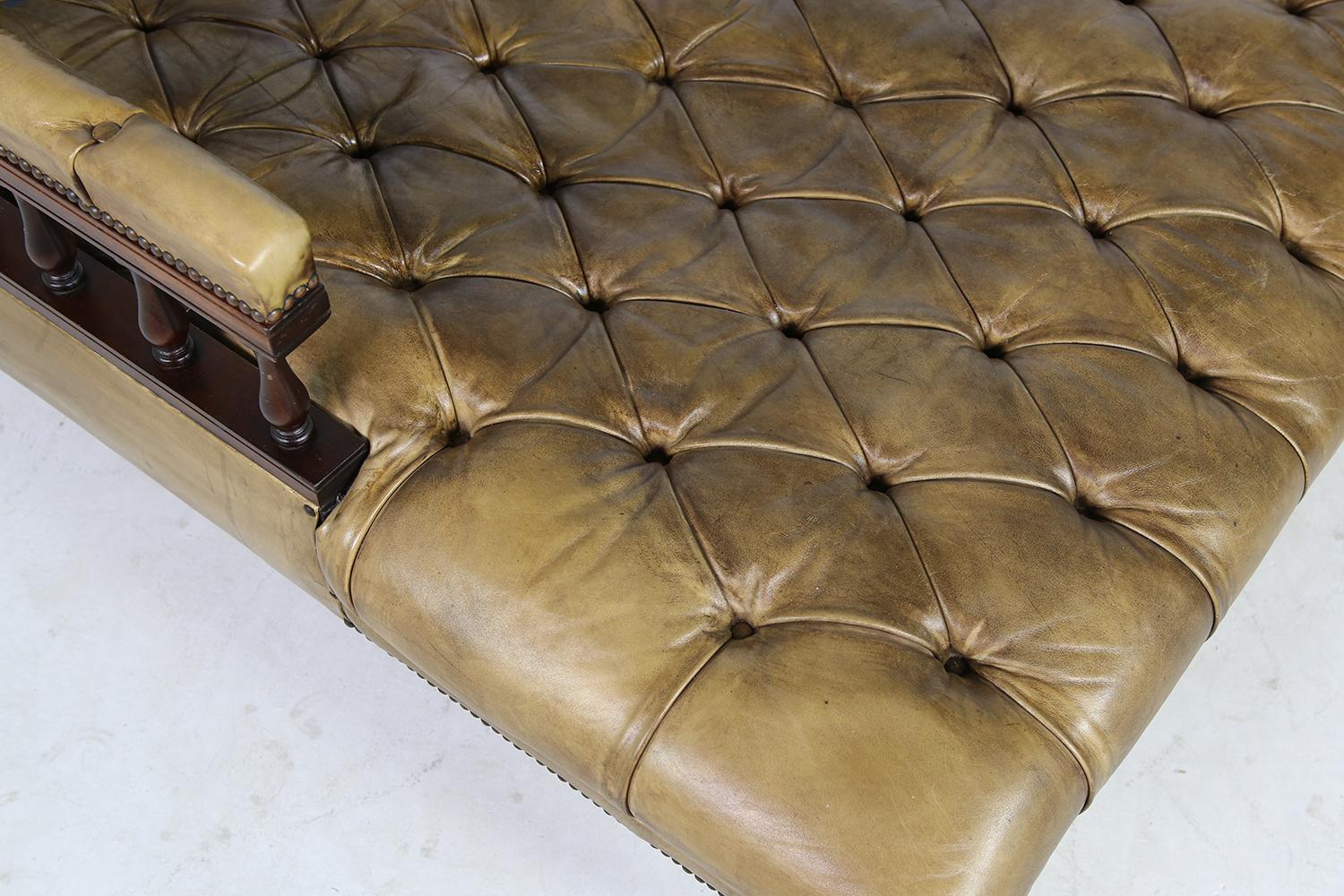 Wood Unique Large Midcentury Daybed, Chesterfield Bed, Midcentury, Recamier, Sofa For Sale