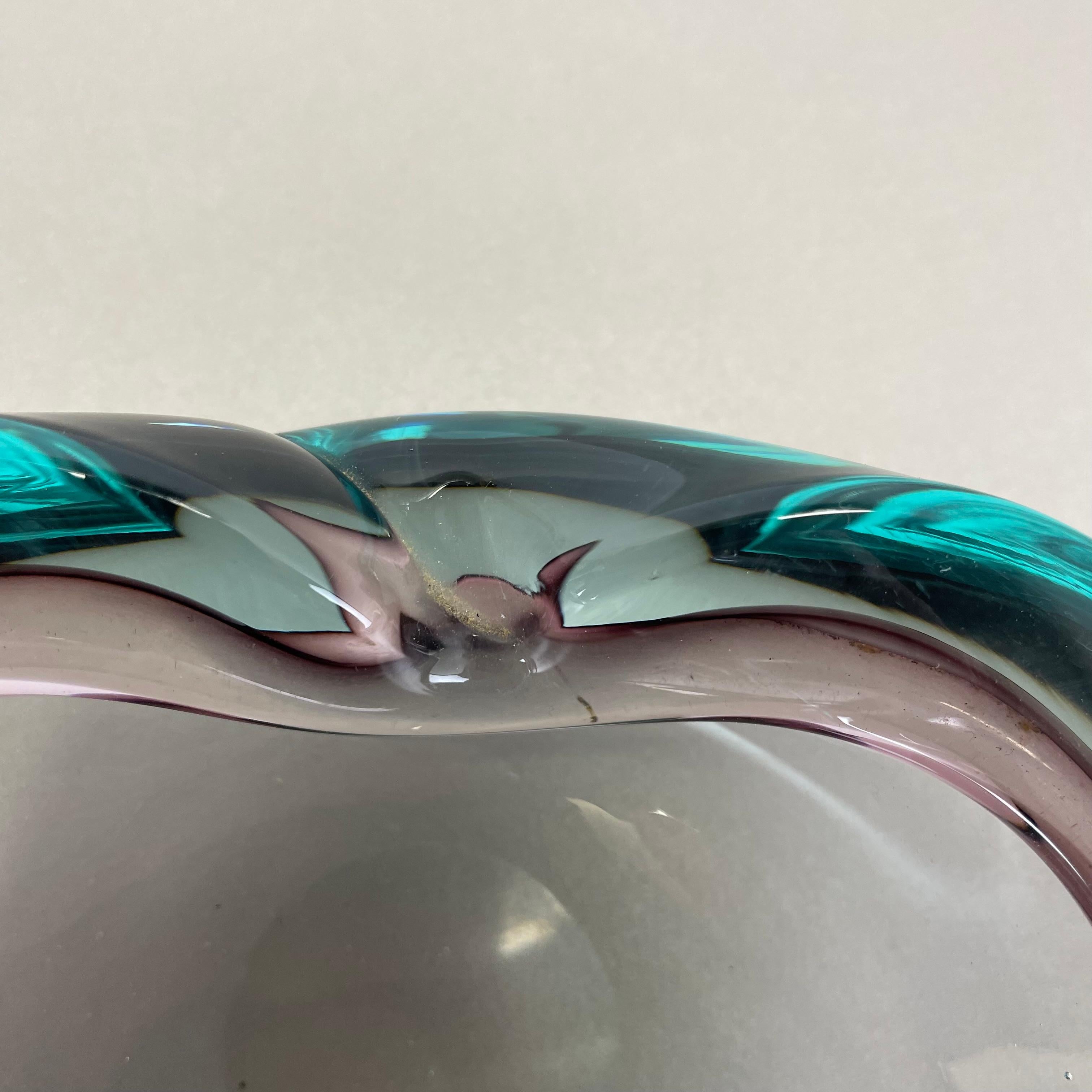 unique Large Murano Glass multicolor Bowl Element Shell Italy, 1970 For Sale 8
