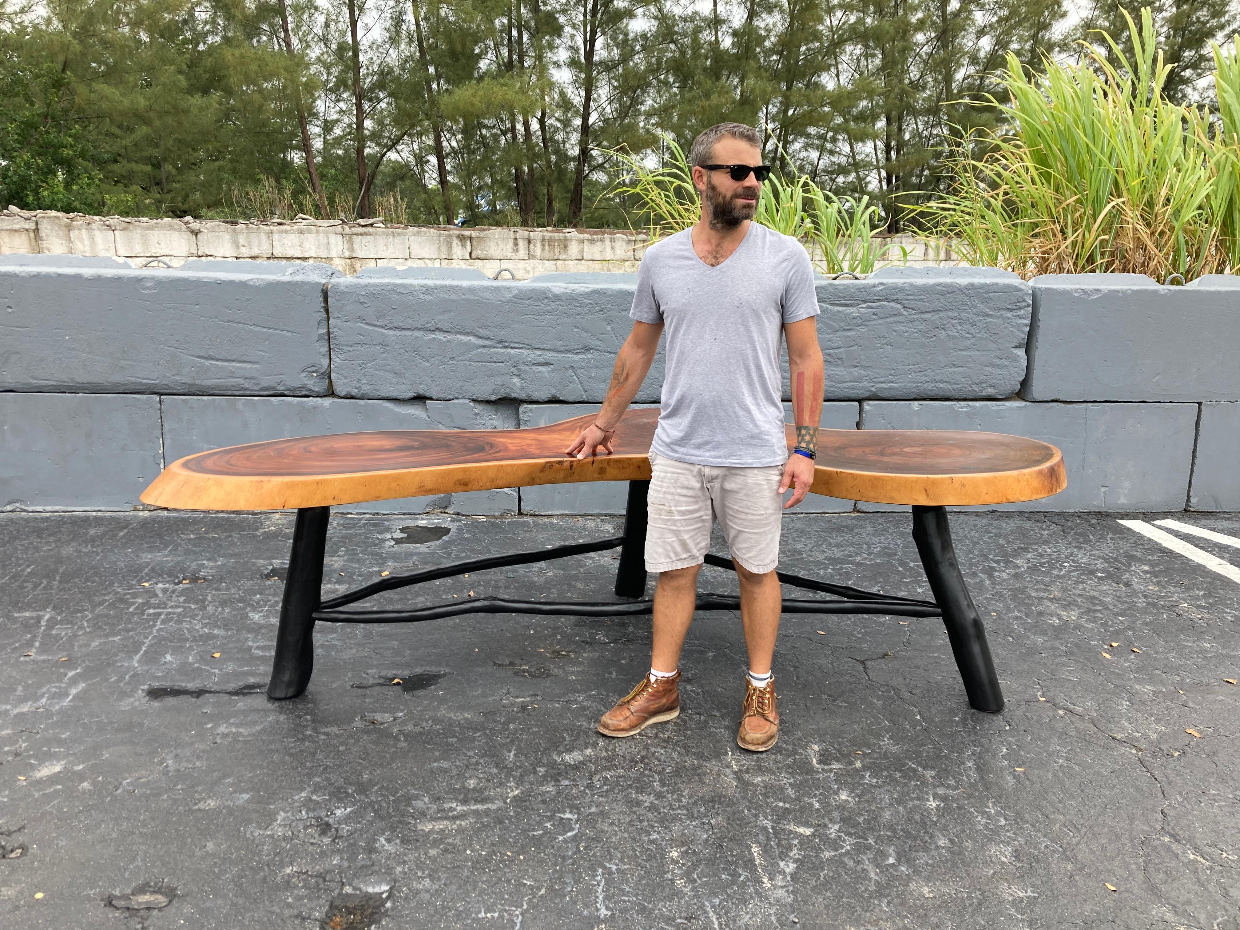 Unique Large Slab Dining Table, 1960s In Good Condition In Miami, FL