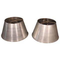 Unique Large Spun Aluminum and Brass Mid-Century Modern Lamp Shades, circa 1960