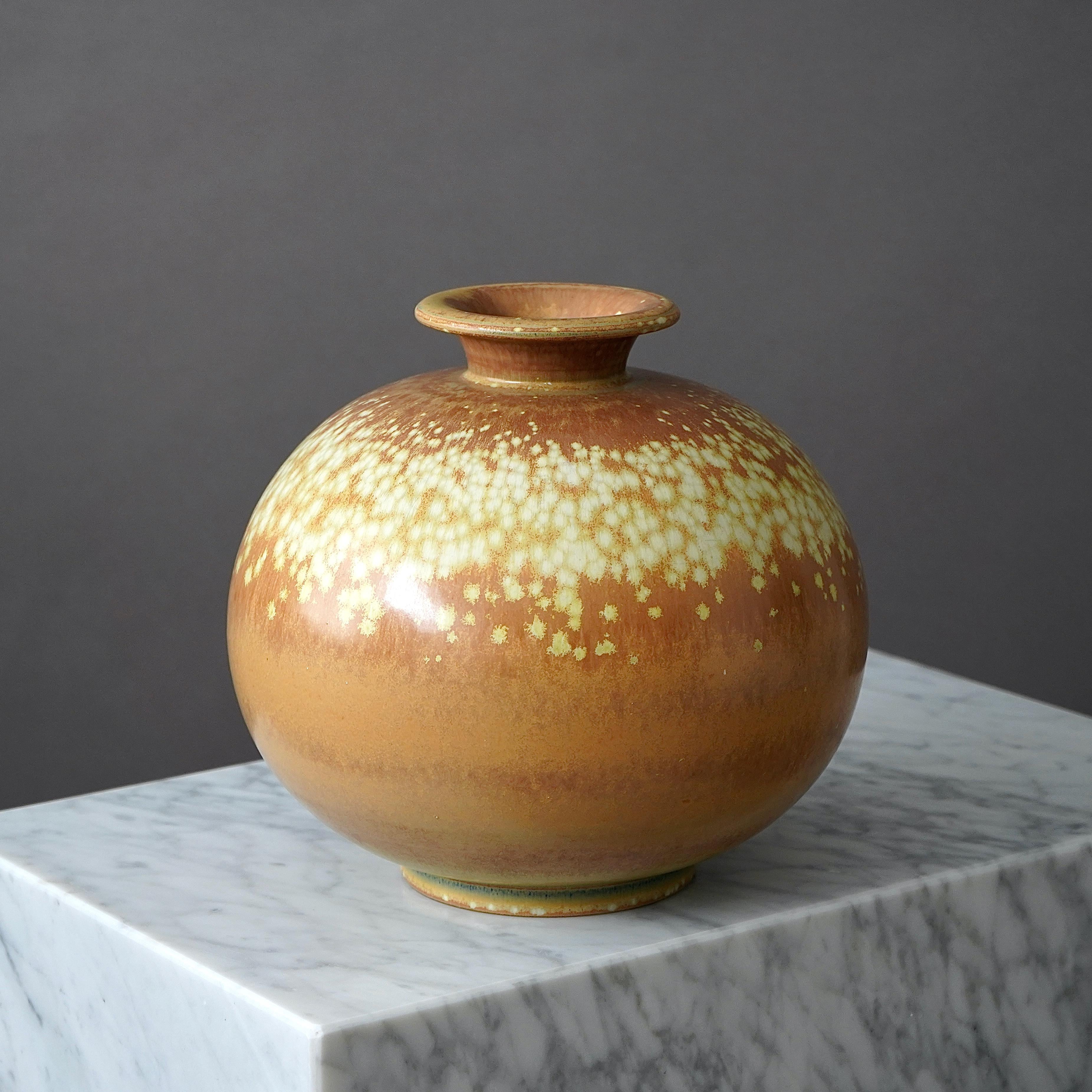 Scandinavian Modern Unique Large Stoneware Vase by Gunnar Nylund for Rorstrand, Sweden, 1940s For Sale