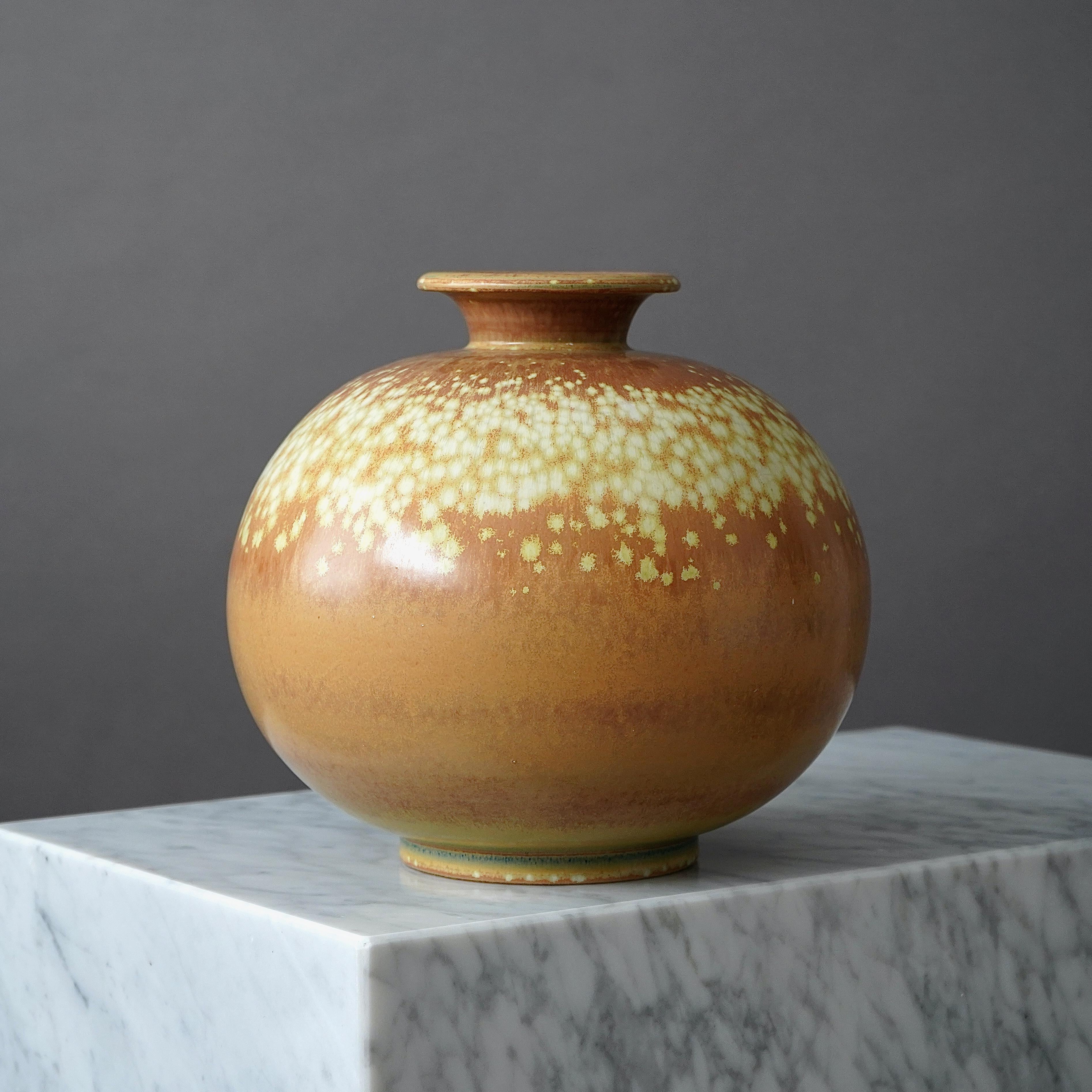 Glazed Unique Large Stoneware Vase by Gunnar Nylund for Rorstrand, Sweden, 1940s For Sale