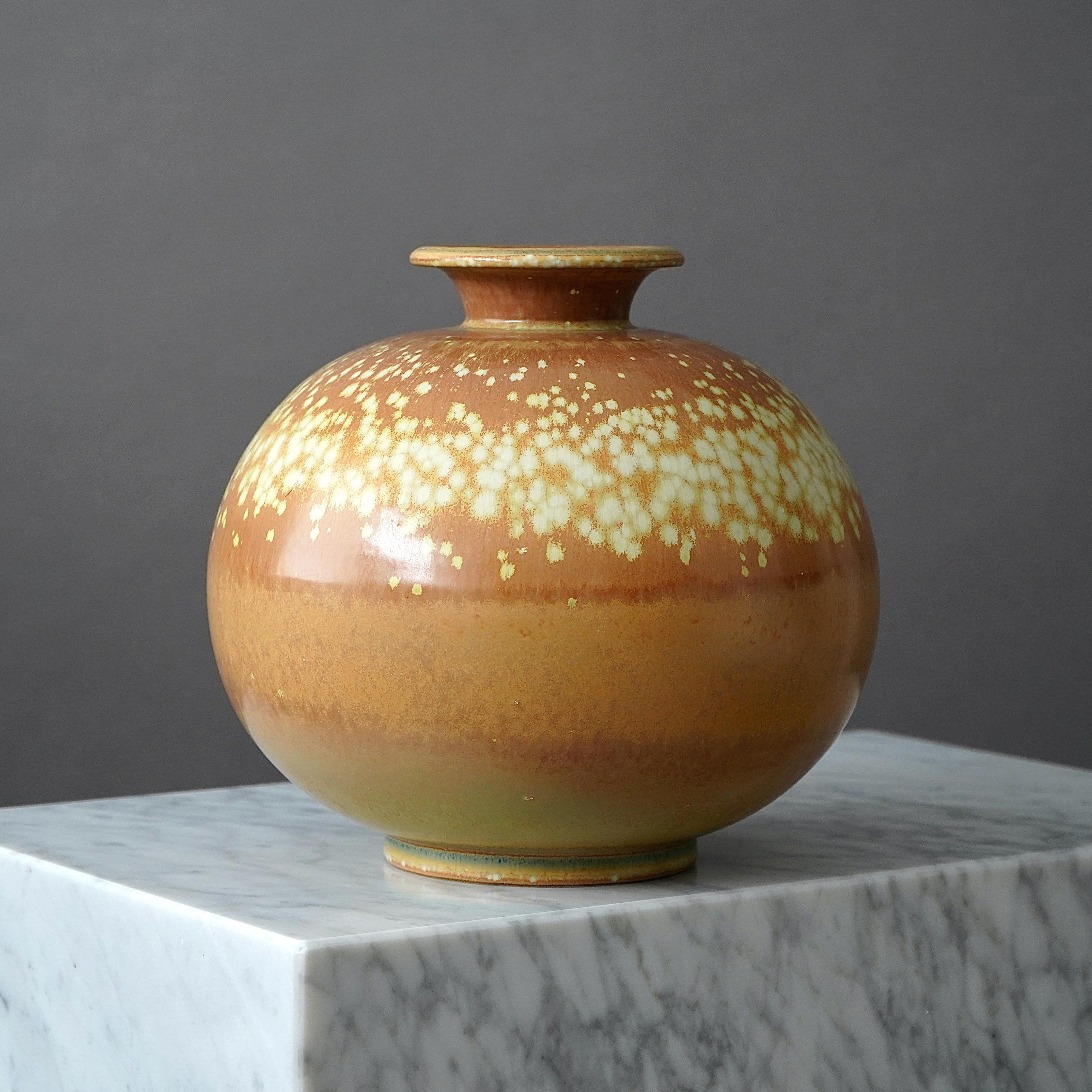 20th Century Unique Large Stoneware Vase by Gunnar Nylund for Rorstrand, Sweden, 1940s For Sale