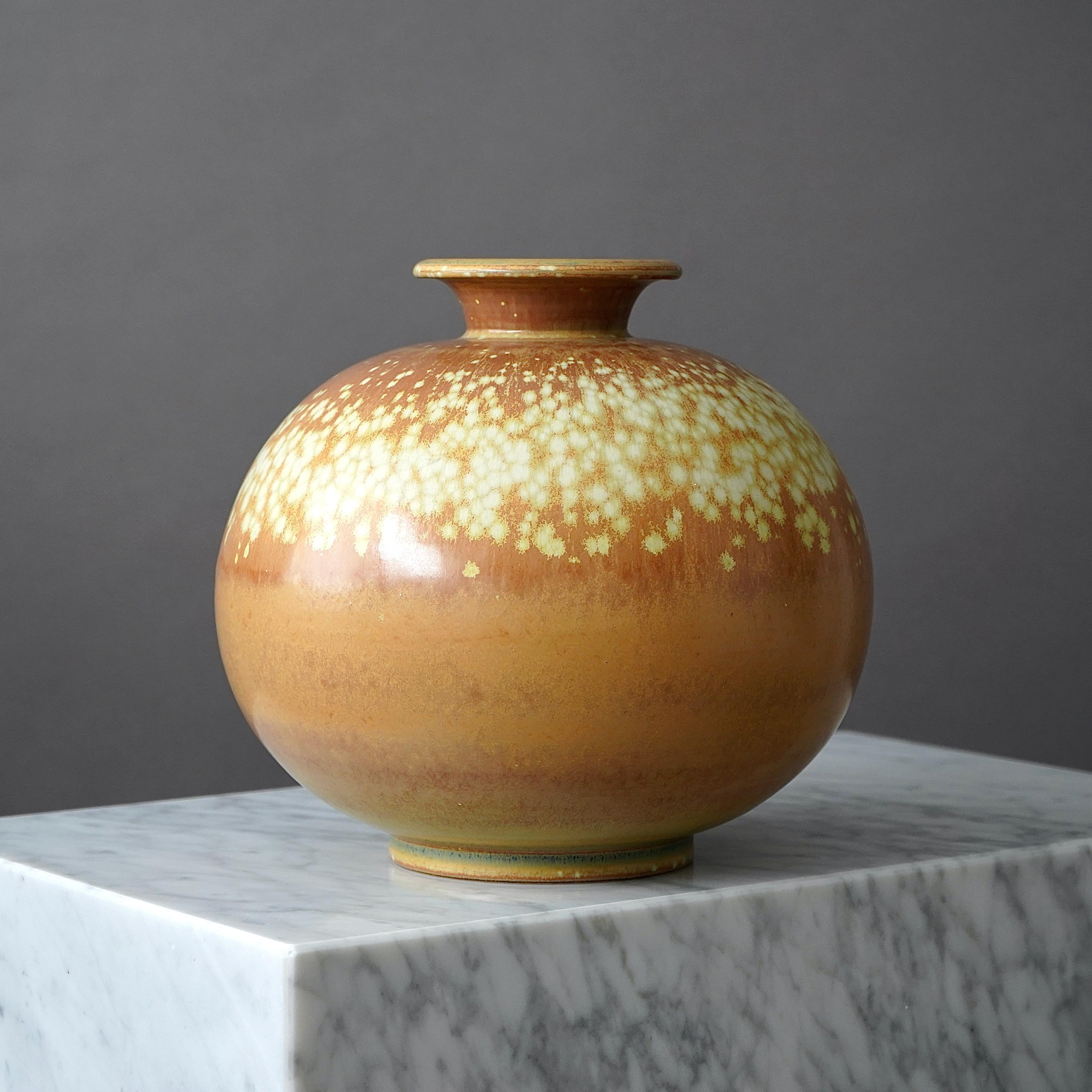 Ceramic Unique Large Stoneware Vase by Gunnar Nylund for Rorstrand, Sweden, 1940s For Sale
