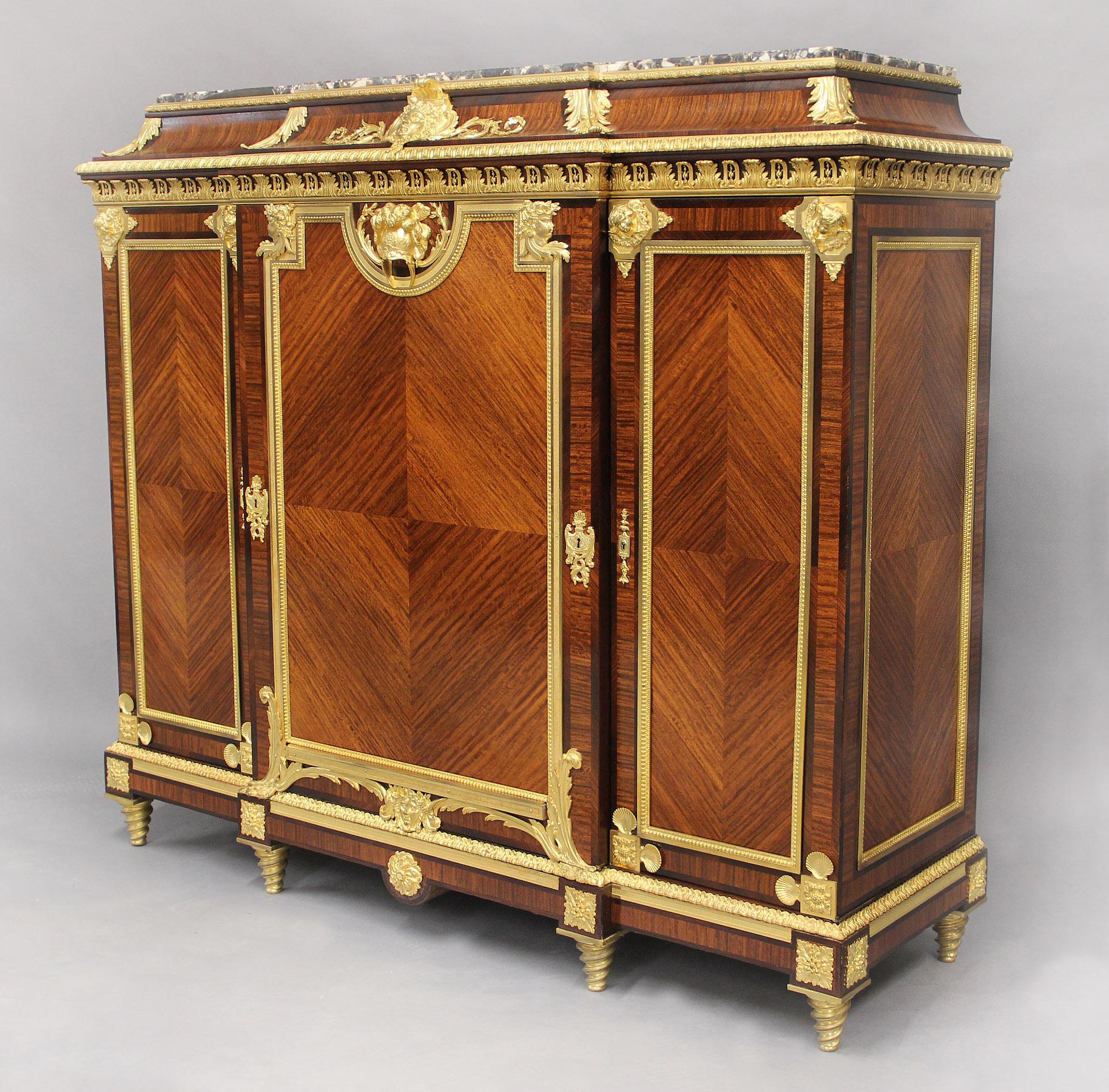 Belle Époque Unique Late 19th Century Gilt Bronze Mounted Cabinet By François Linke For Sale