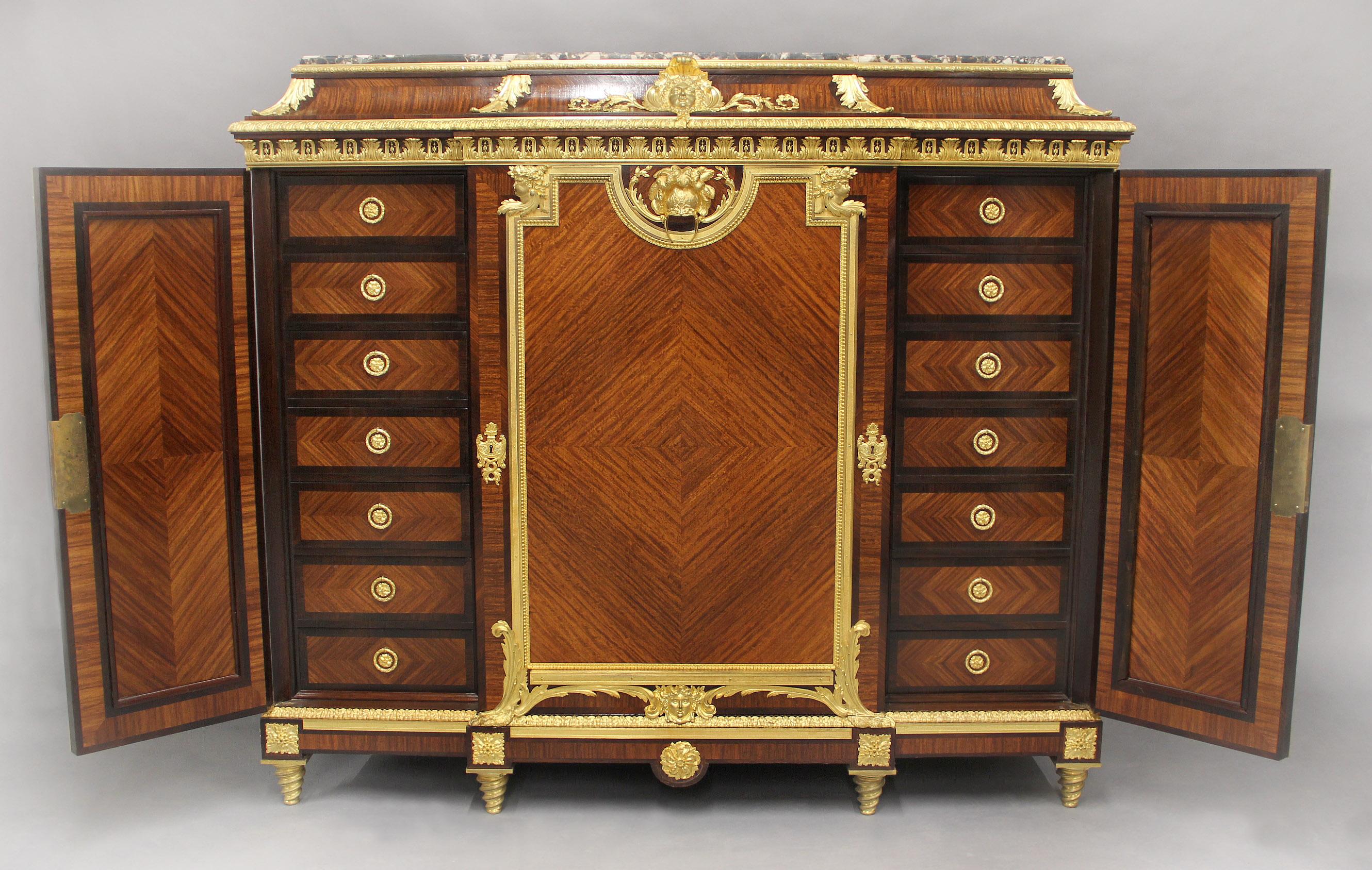 Unique Late 19th Century Gilt Bronze Mounted Cabinet By François Linke For Sale 4