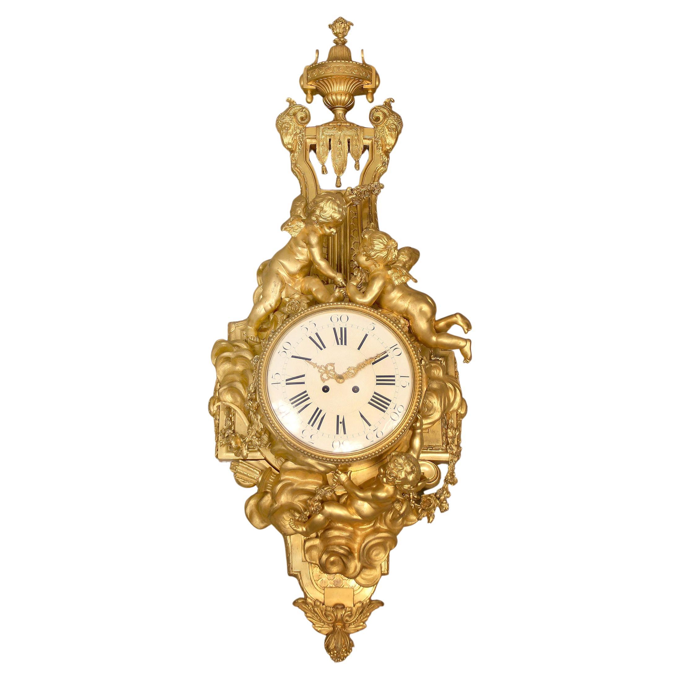 Unico orologio a cartello in bronzo dorato della fine del XIX secolo-inizio del XX secolo di François Linke in vendita