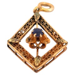 Unique Lavaliere Pendant With Blue Middle Stone