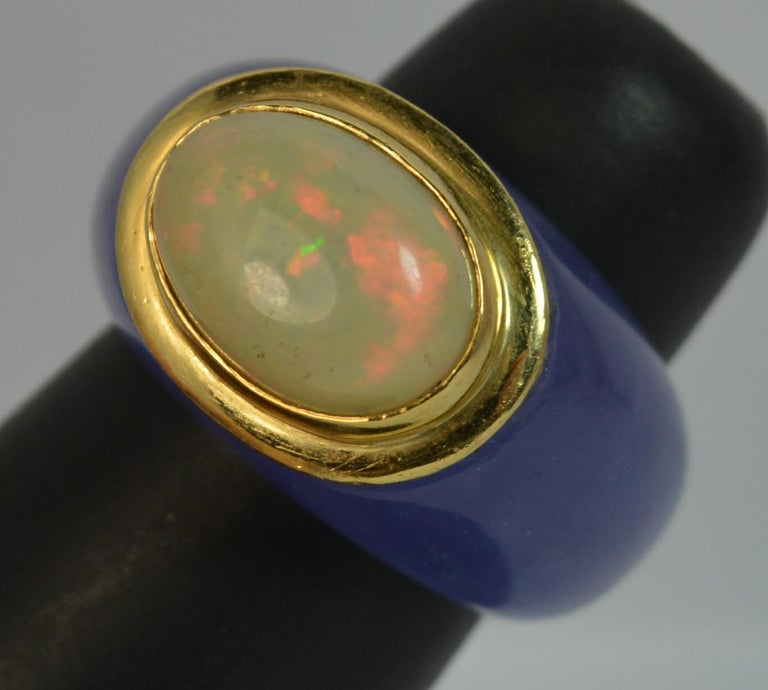 Unique Lavender Jade Opal and 14 Carat Gold Ring For Sale at 1stdibs