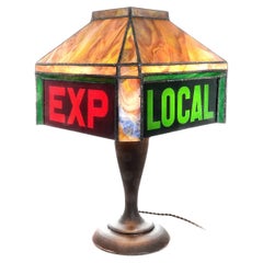 Unique Leaded Glass Ticket Counter Railroad Lamp