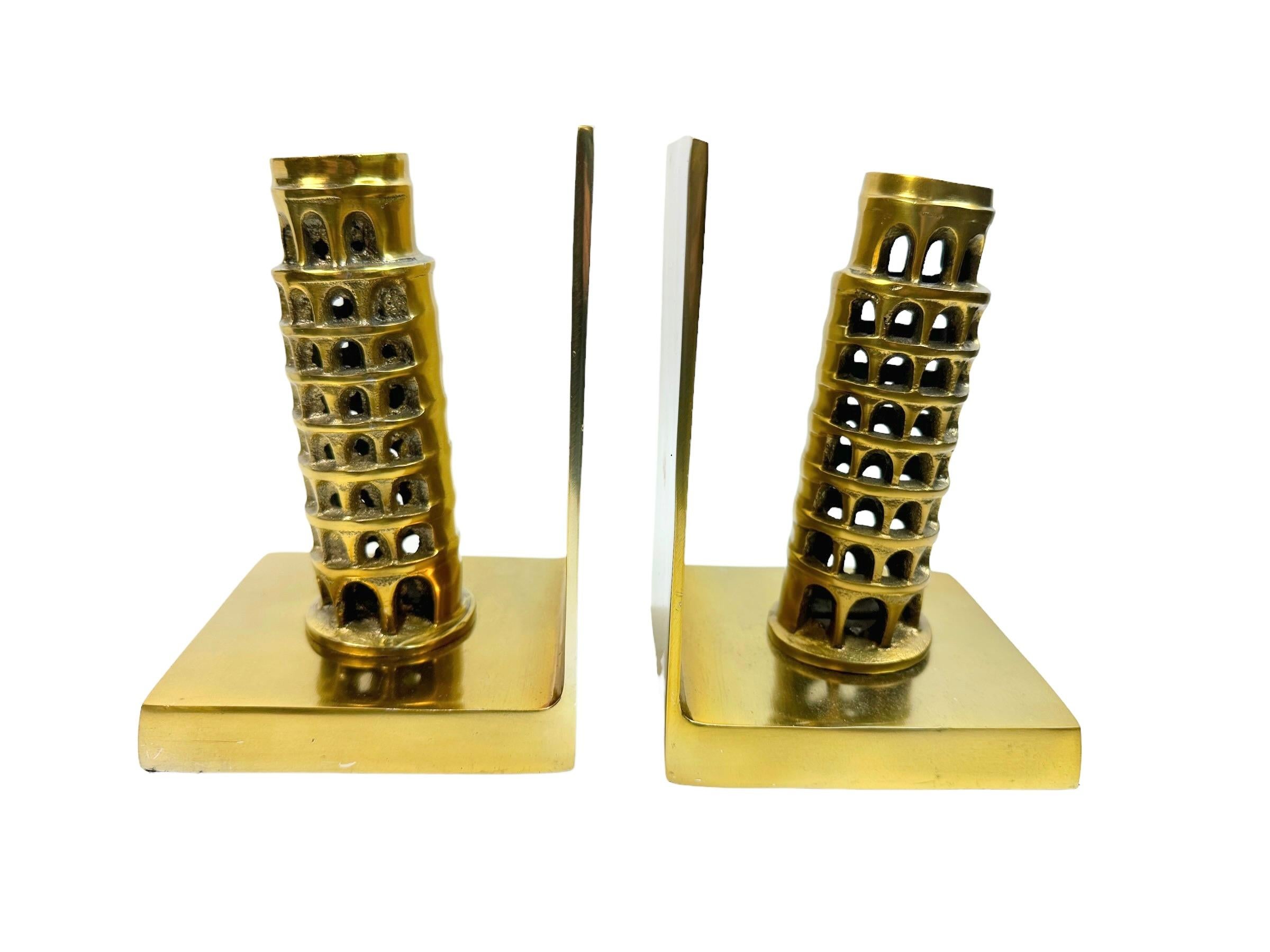 Italian Unique Leaning Tower of Pisa Pair of Bookends, Modernist Italy 1980s For Sale
