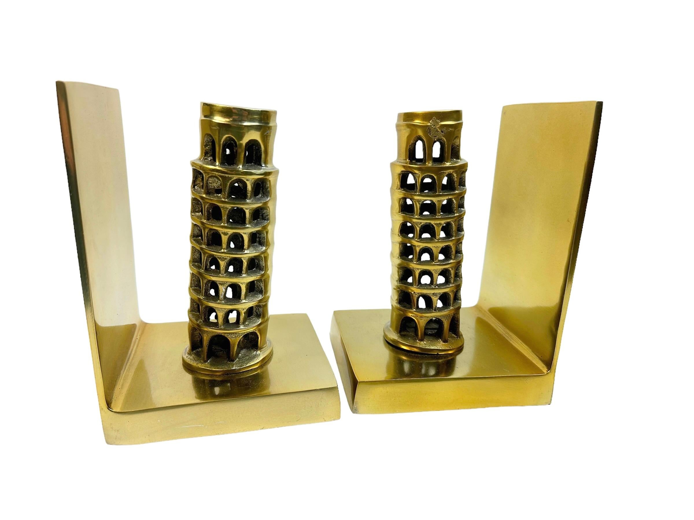 Late 20th Century Unique Leaning Tower of Pisa Pair of Bookends, Modernist Italy 1980s For Sale