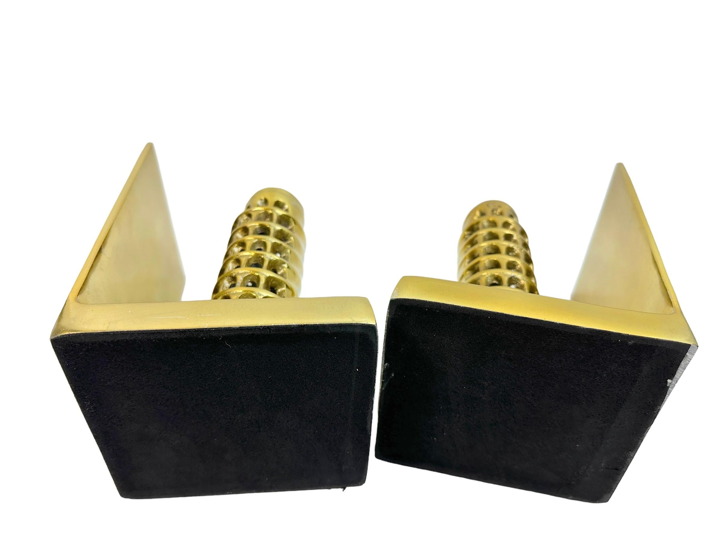 Metal Unique Leaning Tower of Pisa Pair of Bookends, Modernist Italy 1980s For Sale