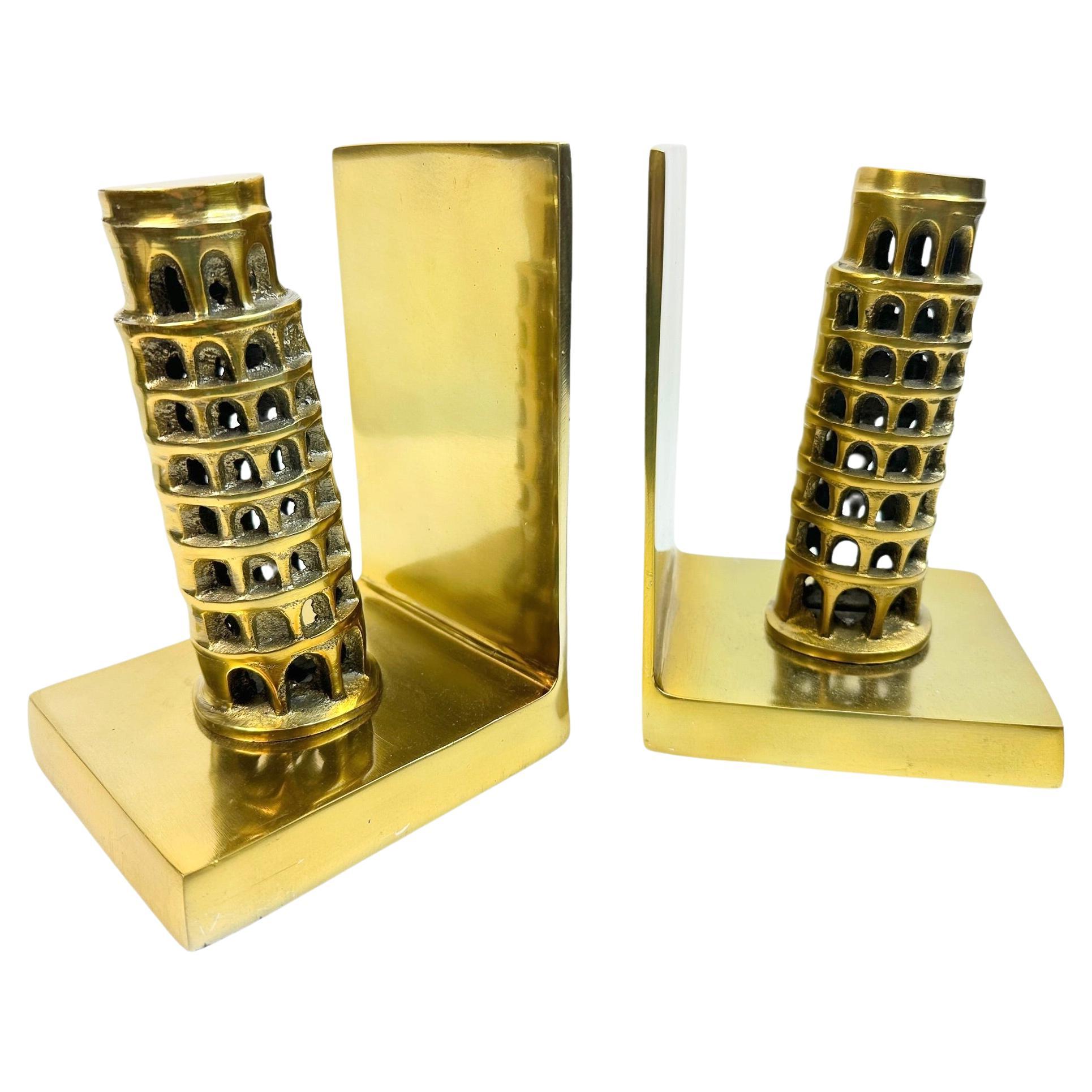 Unique Leaning Tower of Pisa Pair of Bookends, Modernist Italy 1980s For Sale