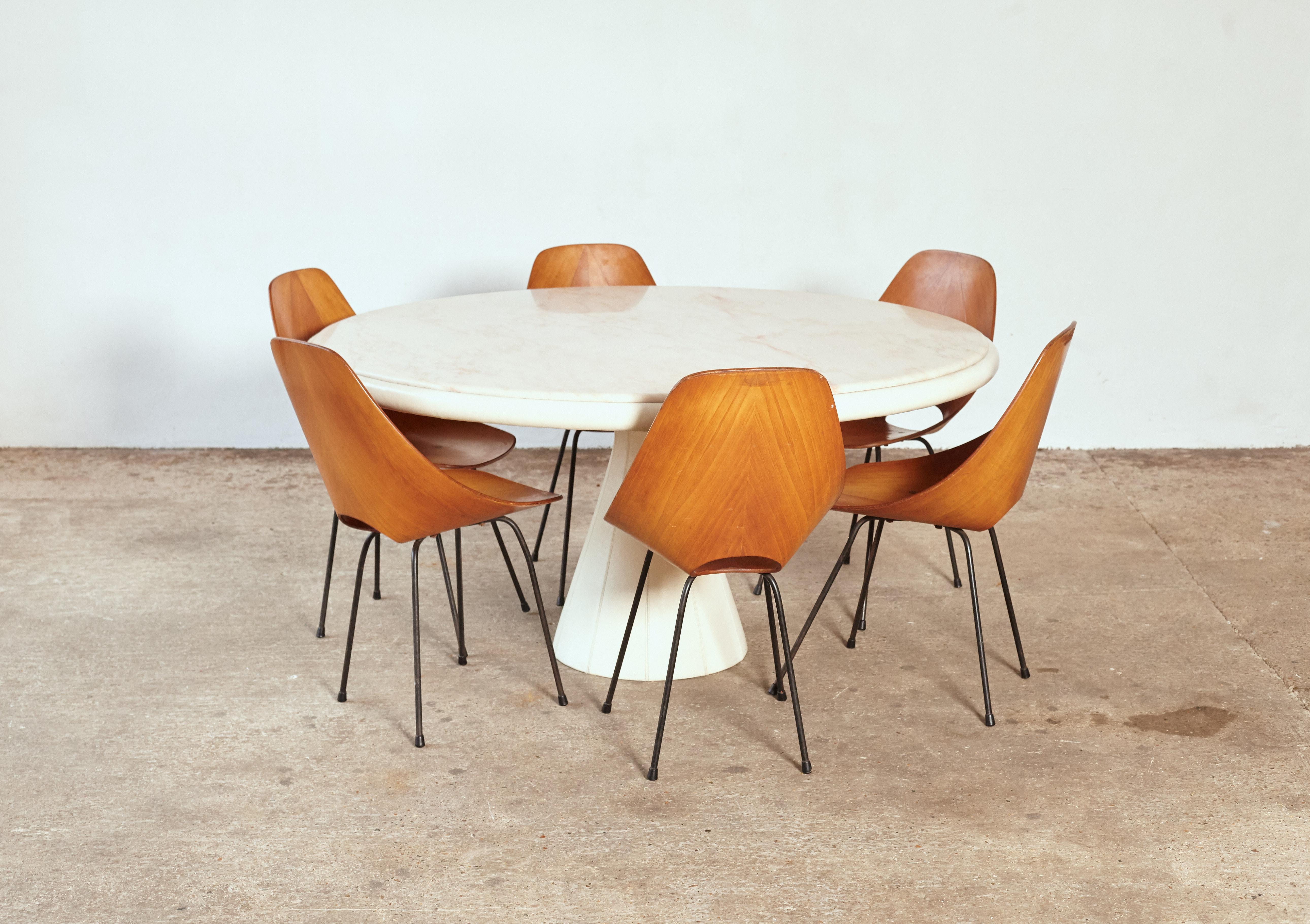 Unique Leather and Pink Marble Round Dining Table by Marzio Cecchi, Italy, 1970s 11