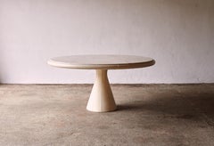 Unique Leather and Pink Marble Round Dining Table by Marzio Cecchi, Italy, 1970s