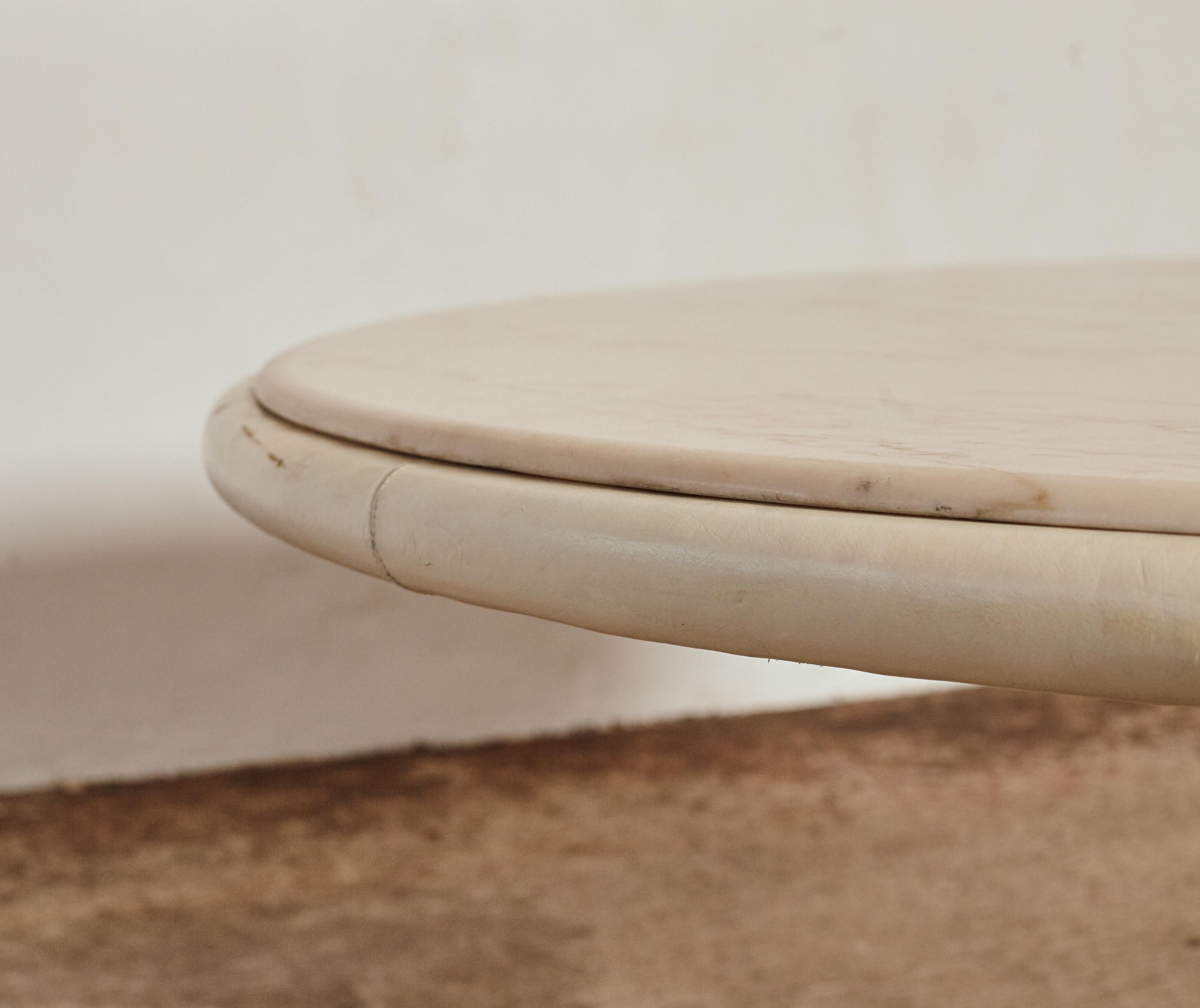 Unique Leather and Pink Marble Round Dining Table by Marzio Cecchi, Italy, 1970s 2