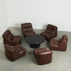 Unique leather lounge set, France 1970s