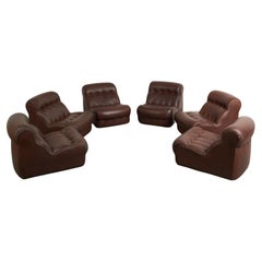Unique leather lounge set, France 1970s